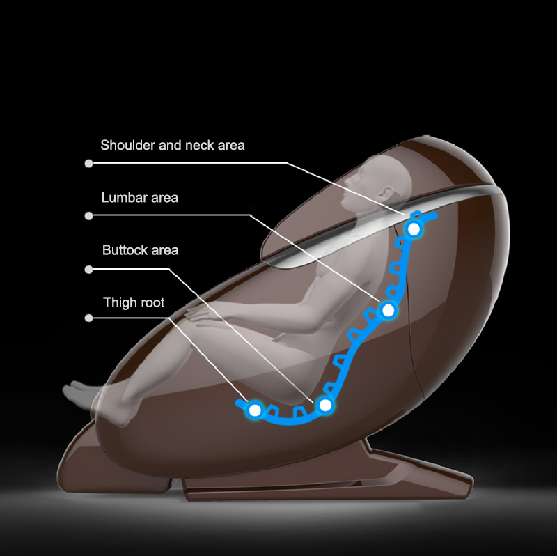 Luxus-Massagestuhl, großer Liegestuhl, 4D-Raumkapselkörper mit Schwerelosigkeit, Bein- und Fußpflege, Gesundheitsfürsorge, Wärmetherapie von Rücken und Taille, superlange Schiene im L-Stil, Musik-Schlafsystem 