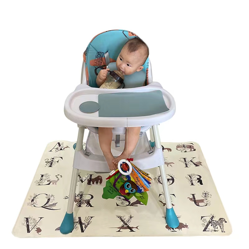 Hochstuhl-Bodenmatte, weiche Baby-Bodenmatte, sanddicht, Stranddecke, Picknickmatte, Baby-Spielmatte, doppelseitiges PU-Leder 
